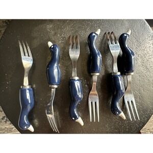 Stafford Japan Ceramic Duck Bird Handle Hors D'oeuvres Dessert Fork Set‎ Of 6